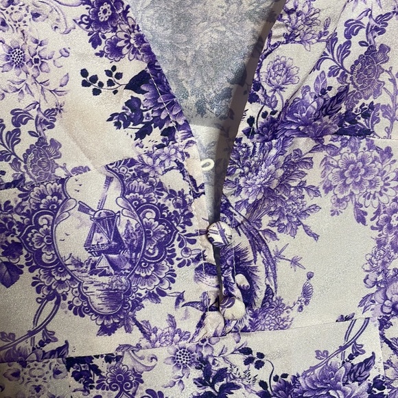 Purple and White Patterned Mini Dress - Picture 5 of 8